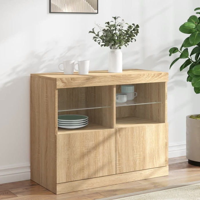 Servantă cu lumini LED, stejar sonoma, 81x37x67 cm - WALTI WALTI