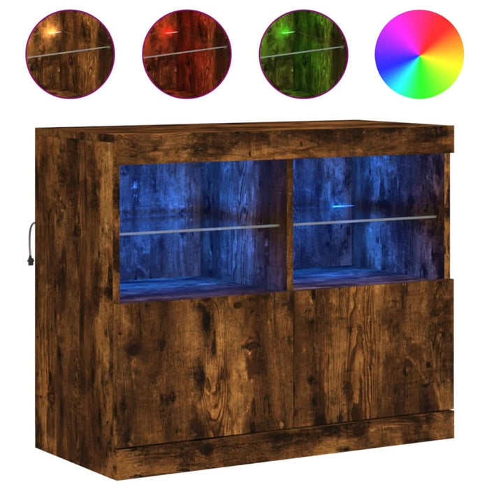 Servantă cu lumini LED, stejar fumuriu, 81x37x67 cm - WALTI WALTI