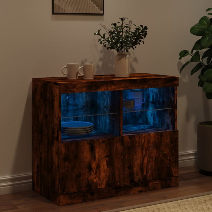 Servantă cu lumini LED, stejar fumuriu, 81x37x67 cm - WALTI WALTI