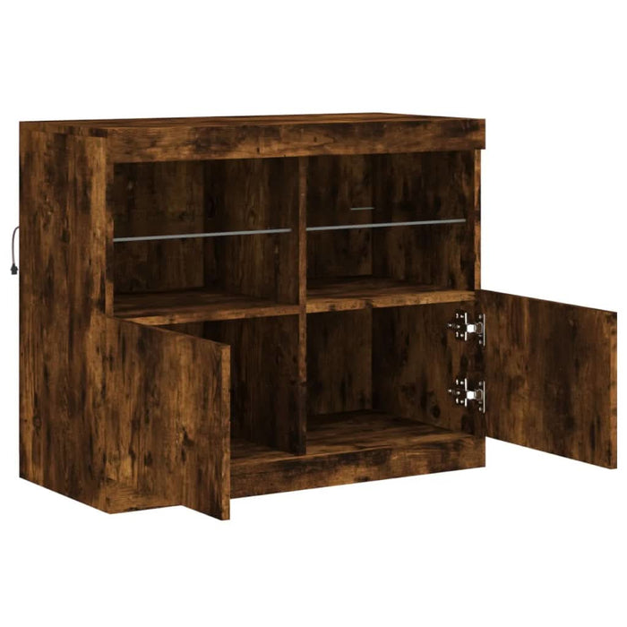 Servantă cu lumini LED, stejar fumuriu, 81x37x67 cm - WALTI WALTI