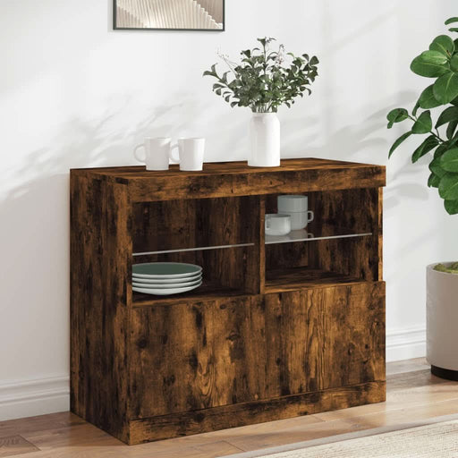 Servantă cu lumini LED, stejar fumuriu, 81x37x67 cm - WALTI WALTI