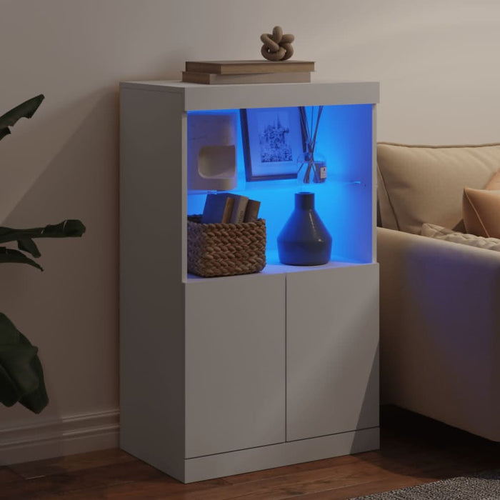 Servantă cu lumini LED, alb, 60,5x37x100 cm - WALTI WALTI