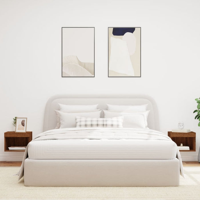 Noptiera cu Lumini LED Montate pe perete 2 buc Stejar Maro - WALTI WALTI