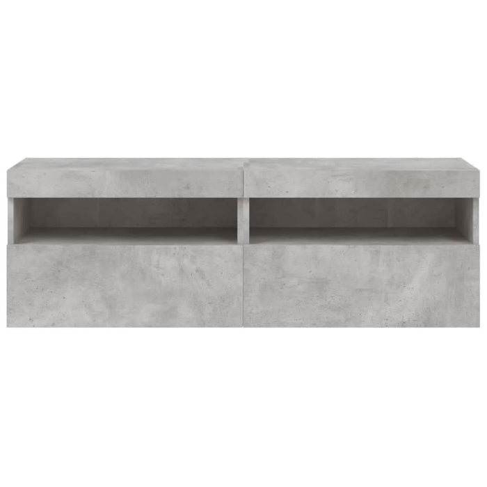 Comode TV de perete cu lumini LED 2 buc. gri beton 60x30x40 cm - WALTI WALTI