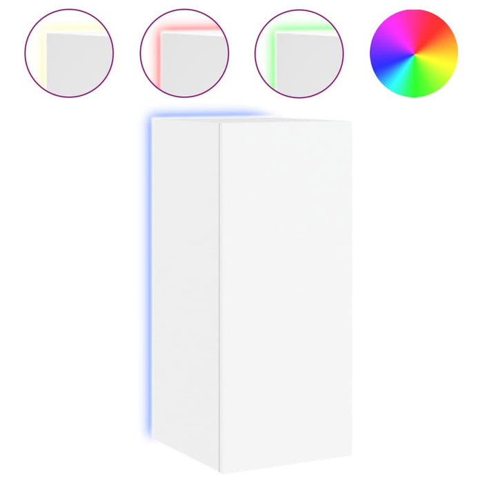 Comodă TV de perete cu lumini LED, alb, 30,5x35x70 cm - WALTI WALTI