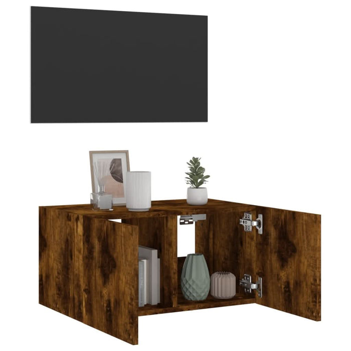 Comodă TV de perete cu lumini LED, stejar fumuriu, 60x35x31 cm - WALTI WALTI