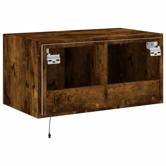 Comodă TV de perete cu lumini LED, stejar fumuriu, 60x35x31 cm - WALTI WALTI