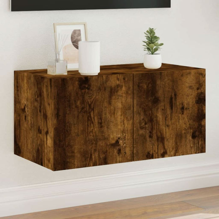 Comodă TV de perete cu lumini LED, stejar fumuriu, 60x35x31 cm - WALTI WALTI