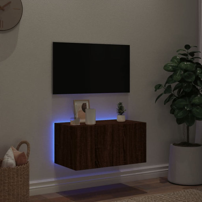 Comodă TV de perete cu lumini LED, stejar maro, 60x35x31 cm - WALTI WALTI