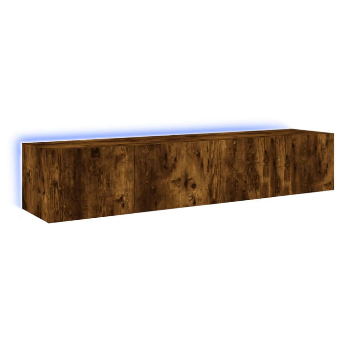 Comodă TV de perete cu LED, 2 buc. stejar fumuriu, 80x35x31 cm - WALTI WALTI