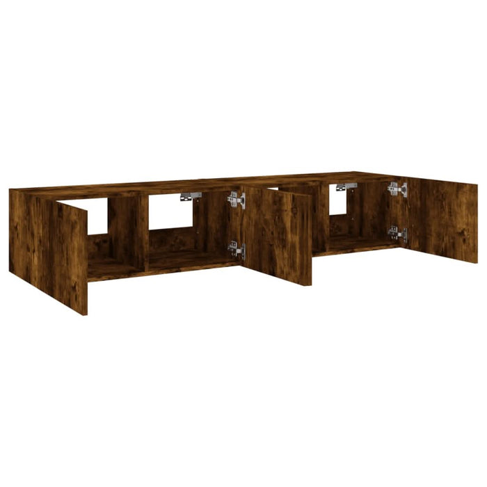 Comodă TV de perete cu LED, 2 buc. stejar fumuriu, 80x35x31 cm - WALTI WALTI