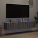 Comodă TV de perete cu LED, 2 buc, gri sonoma, 80x35x31 cm - WALTI WALTI