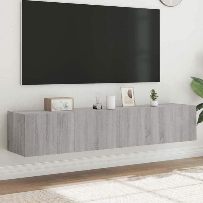 Comodă TV de perete cu LED, 2 buc, gri sonoma, 80x35x31 cm - WALTI WALTI