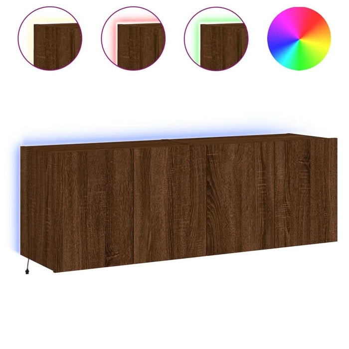 Comodă TV de perete cu LED, 2 buc. stejar maro, 60x35x41 cm - WALTI WALTI