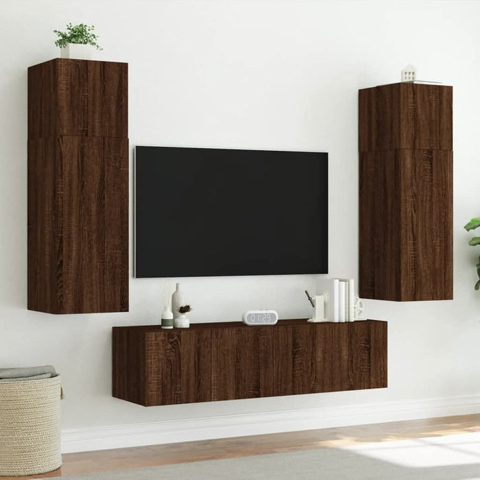 Comodă TV de perete cu LED, 2 buc. stejar maro, 60x35x41 cm - WALTI WALTI