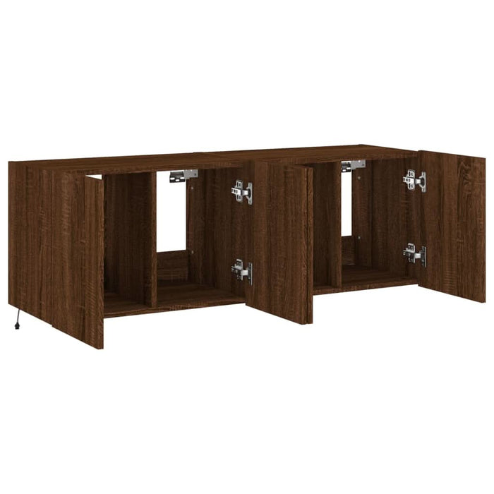 Comodă TV de perete cu LED, 2 buc. stejar maro, 60x35x41 cm - WALTI WALTI