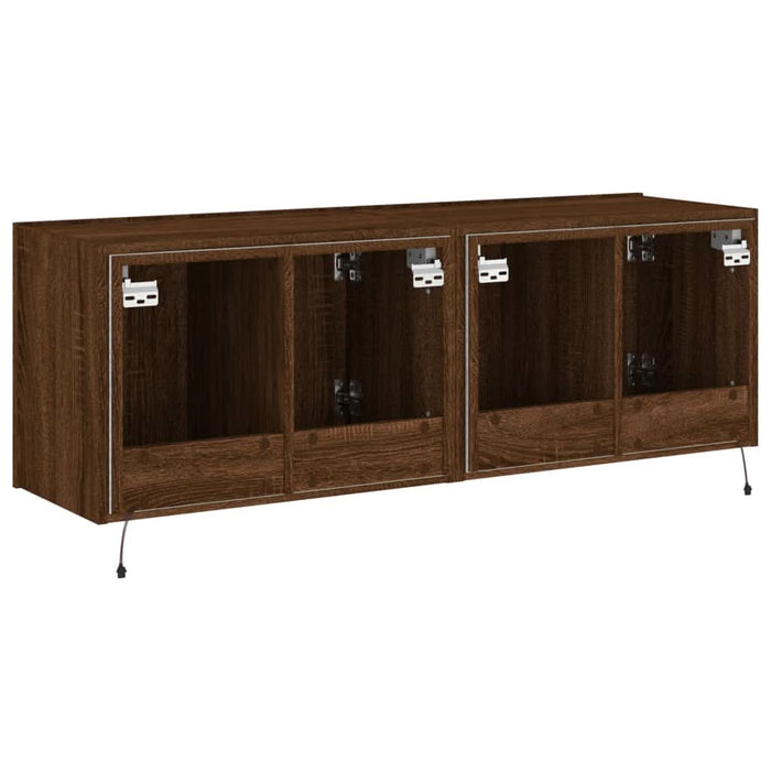 Comodă TV de perete cu LED, 2 buc. stejar maro, 60x35x41 cm - WALTI WALTI