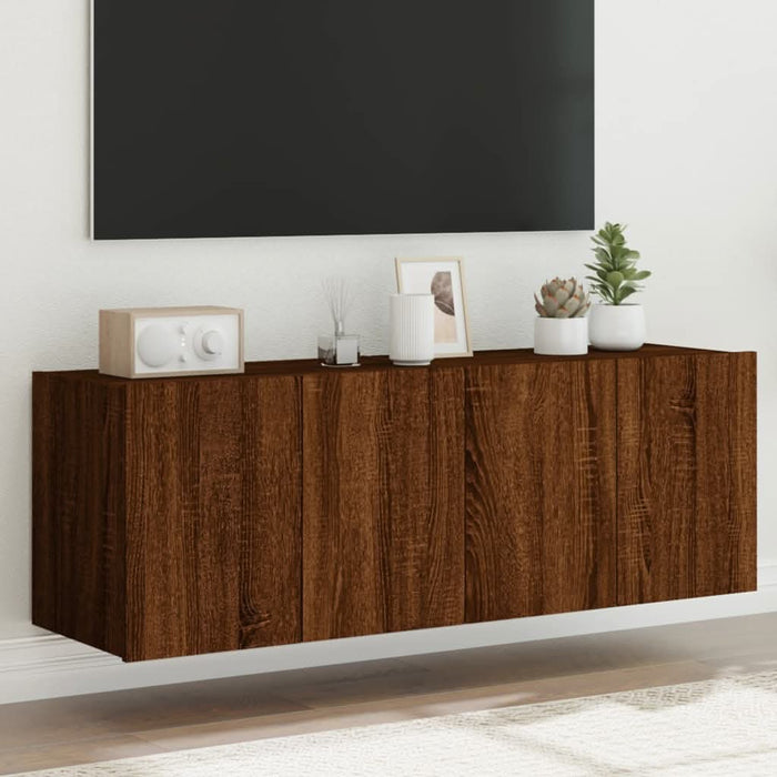 Comodă TV de perete cu LED, 2 buc. stejar maro, 60x35x41 cm - WALTI WALTI