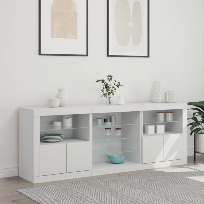 Servantă cu lumini LED, alb, 181,5x37x67 cm - WALTI WALTI