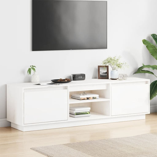 Comodă TV, alb, 140x35x40 cm, lemn masiv de pin - WALTI WALTI