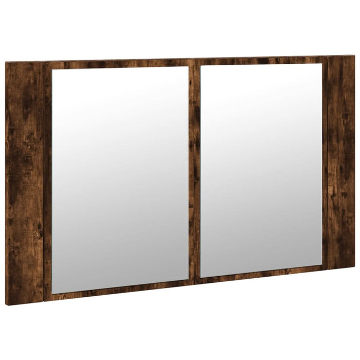 Dulap de baie cu oglindă și LED, stejar fumuriu, 80x12x45 acril - WALTI WALTI