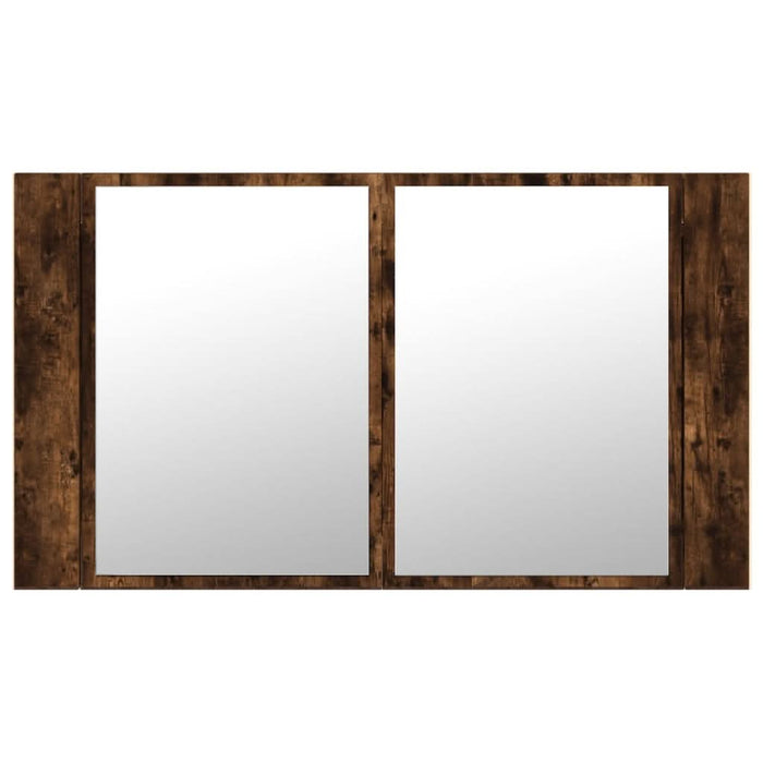 Dulap de baie cu oglindă și LED, stejar fumuriu, 80x12x45 acril - WALTI WALTI