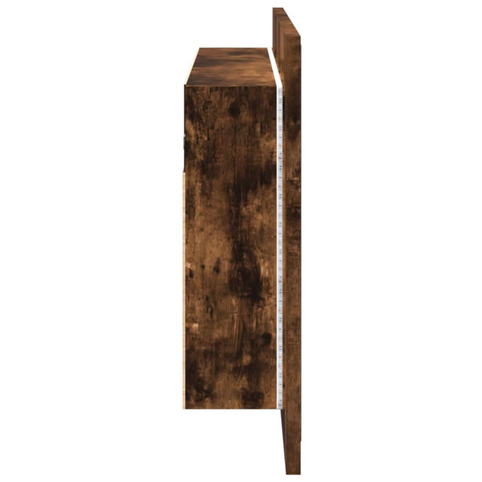 Dulap de baie cu oglindă și LED, stejar fumuriu, 80x12x45 acril - WALTI WALTI