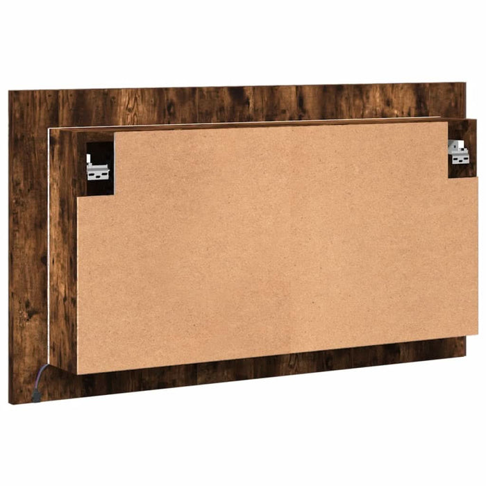 Dulap de baie cu oglindă și LED, stejar fumuriu, 80x12x45 acril - WALTI WALTI