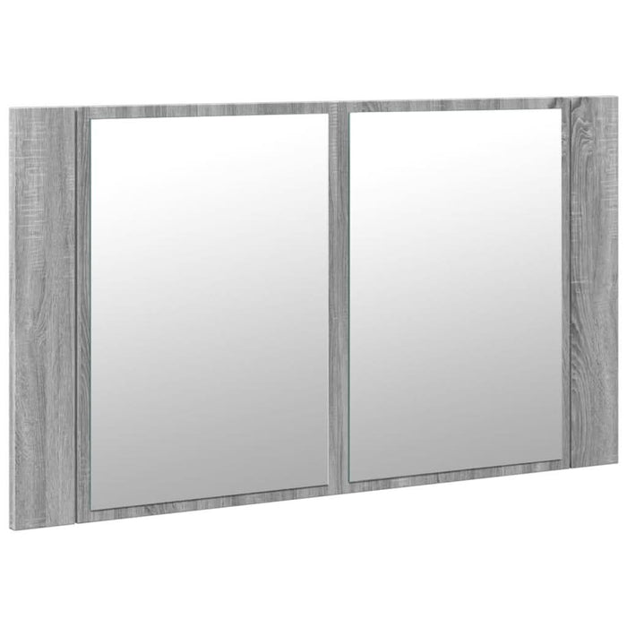 Dulap de baie cu oglindă și LED, gri sonoma, 80x12x45 cm, acril - WALTI WALTI