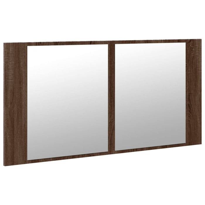 Dulap de baie cu oglindă și LED stejar maro, 90x12x45 cm, acril - WALTI WALTI