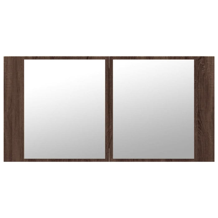 Dulap de baie cu oglindă și LED stejar maro, 90x12x45 cm, acril - WALTI WALTI