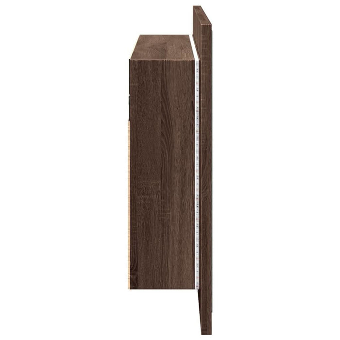 Dulap de baie cu oglindă și LED stejar maro, 90x12x45 cm, acril - WALTI WALTI