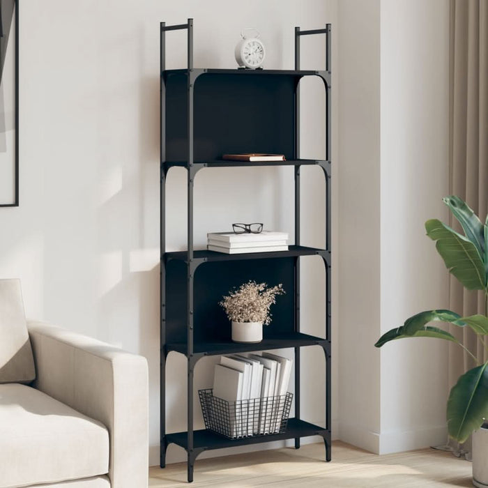 Bibliotecă 5 niveluri, negru, 60,5x24x166,5 cm, lemn prelucrat - WALTI WALTI