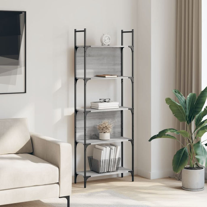 Bibliotecă 5 niveluri, gri sonoma, 60,5x24x166,5 cm - WALTI WALTI