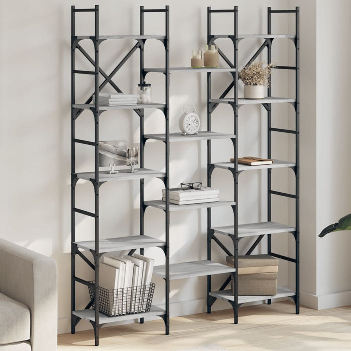 Bibliotecă, gri sonoma, 127,5x28,5x172,5 cm, lemn prelucrat - WALTI WALTI