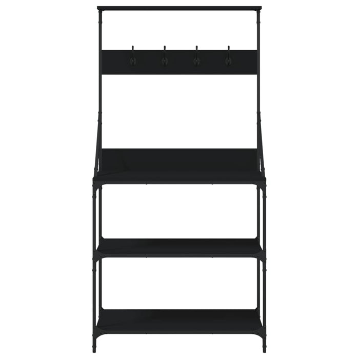 Raft brutărie cu cârlige și 4 niveluri, negru, lemn prelucrat - WALTI WALTI