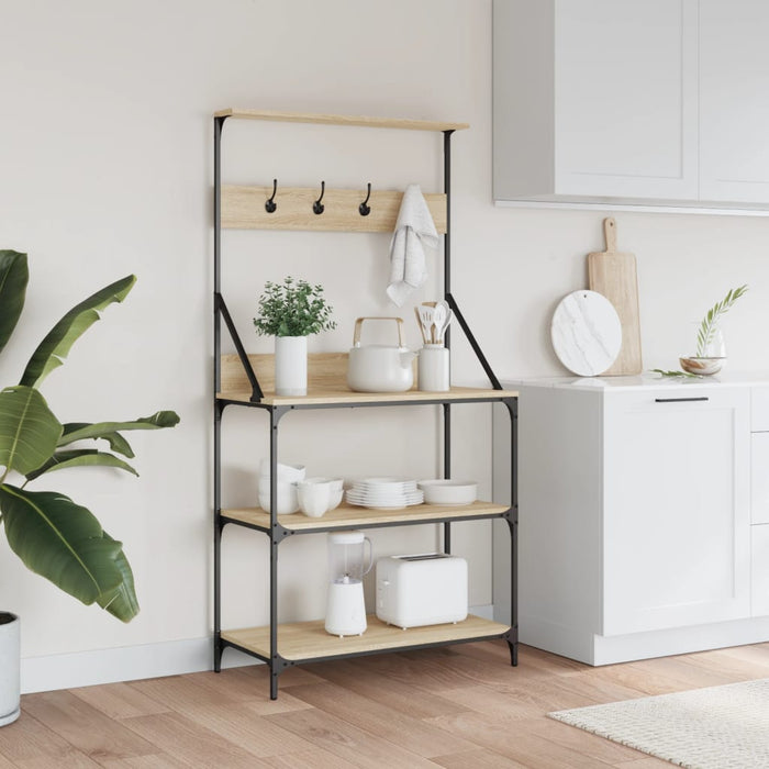 Raft brutărie cu cârlige și 4 niveluri, stejar sonoma - WALTI WALTI