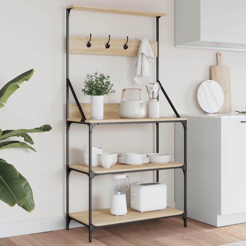 Raft brutărie cu cârlige și 4 niveluri, stejar sonoma - WALTI