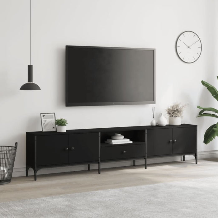 Comodă TV cu sertar, negru, 200x25x44 cm, lemn prelucrat - WALTI WALTI