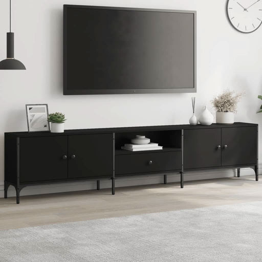 Comodă TV cu sertar, negru, 200x25x44 cm, lemn prelucrat - WALTI WALTI