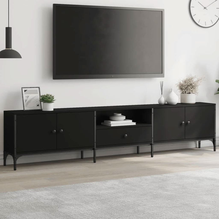 Comodă TV cu sertar, negru, 200x25x44 cm, lemn prelucrat - WALTI WALTI
