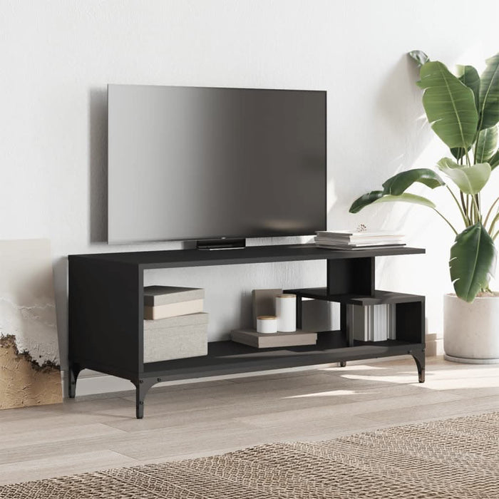 Comodă TV negru 102x40x41 cm lemn și oțel vopsit electrostatic - WALTI WALTI