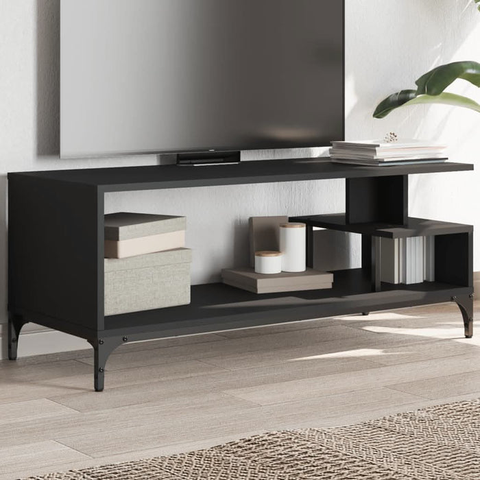 Comodă TV negru 102x40x41 cm lemn și oțel vopsit electrostatic - WALTI WALTI