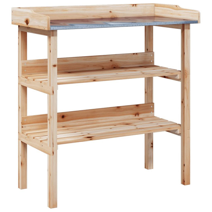 Masă de plante cu raft, 78x38x82,5 cm, lemn masiv de brad - WALTI WALTI
