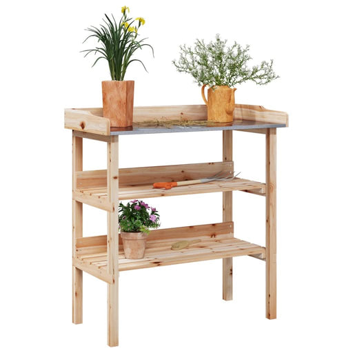 Masă de plante cu raft, 78x38x82,5 cm, lemn masiv de brad - WALTI WALTI