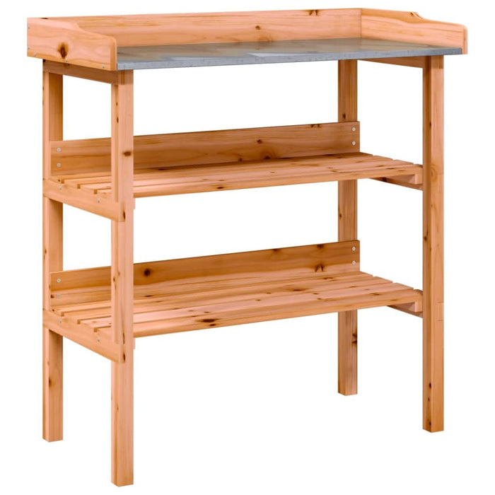 Masă de plante cu raft, maro, 78x38x82,5 cm, lemn masiv de brad - WALTI WALTI