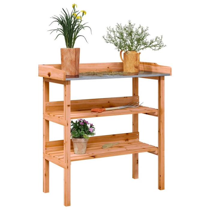 Masă de plante cu raft, maro, 78x38x82,5 cm, lemn masiv de brad - WALTI WALTI