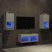 Comode TV de perete cu lumini LED, 4 piese, alb - WALTI WALTI