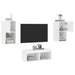Comode TV de perete cu lumini LED, 4 piese, alb - WALTI WALTI