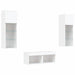 Comode TV de perete cu lumini LED, 4 piese, alb - WALTI WALTI